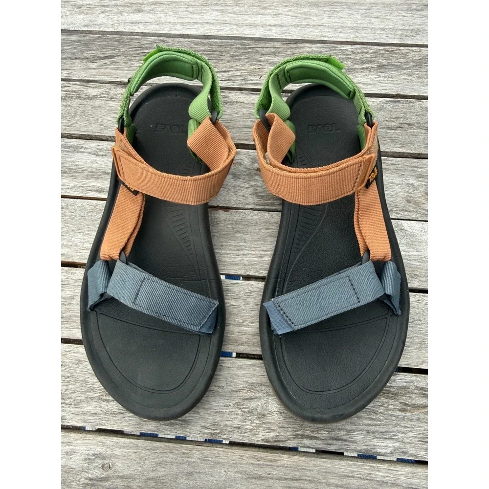 Teva Original Universal Sandals Men's 9  Multicolor Green Tan Blue Hook & Loop